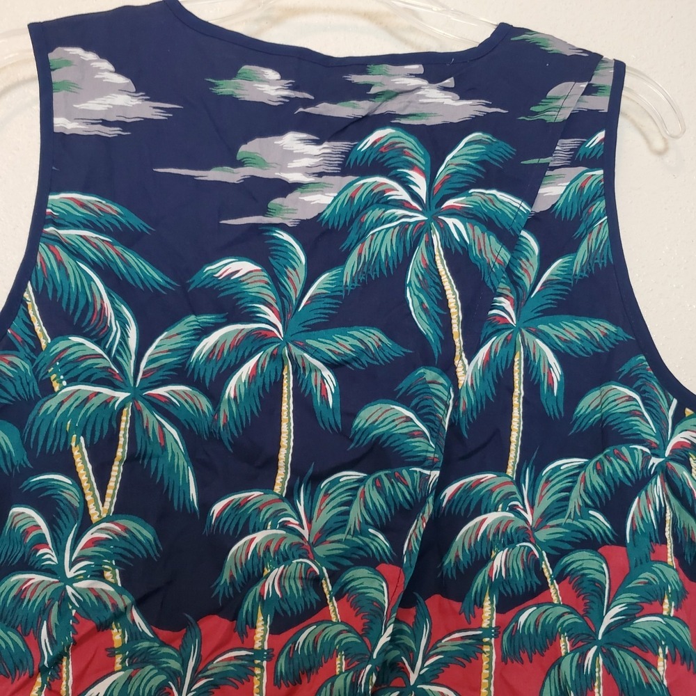 Reyn Spooner Tahiti by the Sea Swing Tank Top Dress Blues Tropical Palm M NEW - Picture 11 of 15